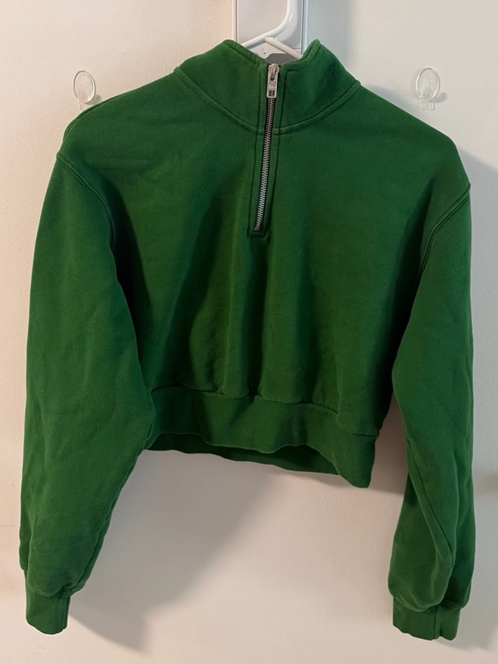 TNA Forest Green Cropped Half-Zip Sweatshirt
